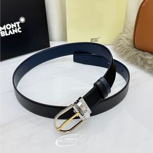 Montblanc Reversible Black Leather Belt 35mm